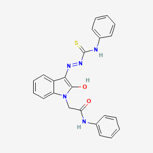 molecular formula C23H19N5O2S B3452755 2-{3-[(anilinocarbonothioyl)hydrazono]-2-oxo-2,3-dihydro-1H-indol-1-yl}-N-phenylacetamide 