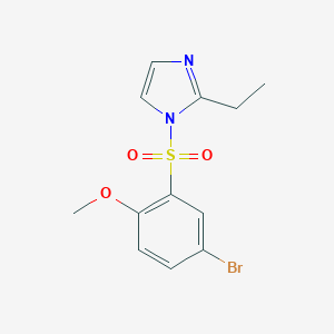 molecular formula C12H13BrN2O3S B345276 1-[(5-bromo-2-methoxyphenyl)sulfonyl]-2-ethyl-1H-imidazole CAS No. 428458-97-3