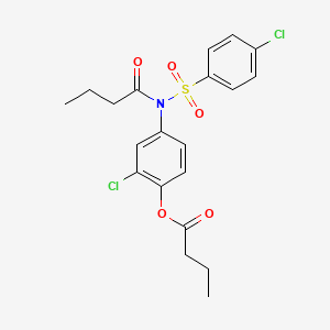 molecular formula C20H21Cl2NO5S B3452774 [4-[Butanoyl-(4-chlorophenyl)sulfonylamino]-2-chlorophenyl] butanoate 