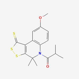 molecular formula C17H19NO2S3 B3452828 5-isobutyryl-8-methoxy-4,4-dimethyl-4,5-dihydro-1H-[1,2]dithiolo[3,4-c]quinoline-1-thione 