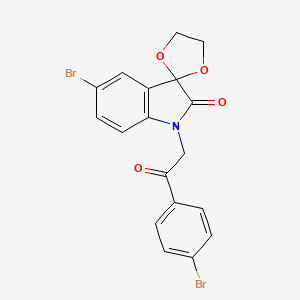 molecular formula C18H13Br2NO4 B3452877 5'-bromo-1'-[2-(4-bromophenyl)-2-oxoethyl]spiro[1,3-dioxolane-2,3'-indol]-2'(1'H)-one 