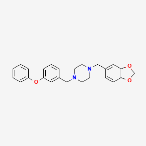 molecular formula C25H26N2O3 B3452958 1-(1,3-苯并二氧杂环-5-基甲基)-4-(3-苯氧基苄基)哌嗪 