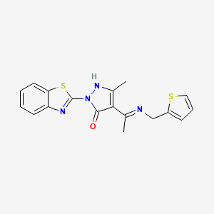 molecular formula C18H16N4OS2 B3453016 2-(1,3-benzothiazol-2-yl)-5-methyl-4-{1-[(2-thienylmethyl)amino]ethylidene}-2,4-dihydro-3H-pyrazol-3-one 