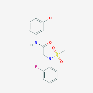 molecular formula C16H17FN2O4S B3453152 2-(2-fluoro-N-methylsulfonylanilino)-N-(3-methoxyphenyl)acetamide 