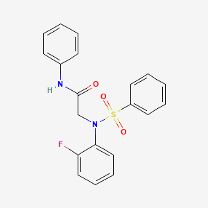 molecular formula C20H17FN2O3S B3453196 2-[N-(benzenesulfonyl)-2-fluoroanilino]-N-phenylacetamide 