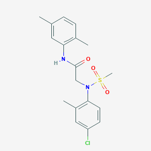 molecular formula C18H21ClN2O3S B3453215 N~2~-(4-chloro-2-methylphenyl)-N~1~-(2,5-dimethylphenyl)-N~2~-(methylsulfonyl)glycinamide 