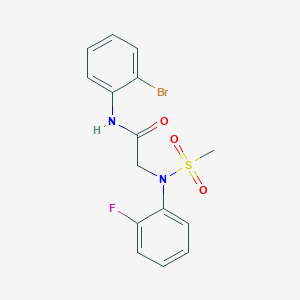 molecular formula C15H14BrFN2O3S B3453255 N~1~-(2-bromophenyl)-N~2~-(2-fluorophenyl)-N~2~-(methylsulfonyl)glycinamide 