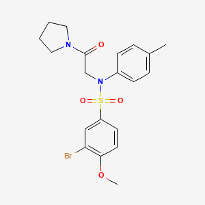 molecular formula C20H23BrN2O4S B3453256 3-bromo-4-methoxy-N-(4-methylphenyl)-N-[2-oxo-2-(1-pyrrolidinyl)ethyl]benzenesulfonamide 