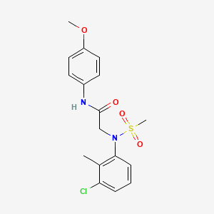 molecular formula C17H19ClN2O4S B3453259 2-(3-chloro-2-methyl-N-methylsulfonylanilino)-N-(4-methoxyphenyl)acetamide 