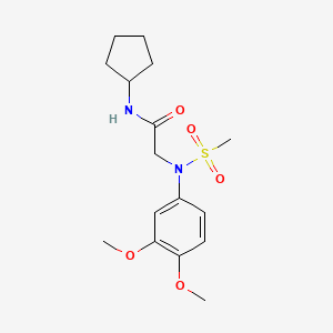 molecular formula C16H24N2O5S B3453283 N~1~-cyclopentyl-N~2~-(3,4-dimethoxyphenyl)-N~2~-(methylsulfonyl)glycinamide 