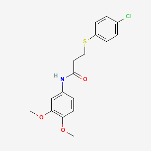 molecular formula C17H18ClNO3S B3453299 3-[(4-chlorophenyl)thio]-N-(3,4-dimethoxyphenyl)propanamide 