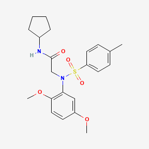 molecular formula C22H28N2O5S B3453410 N~1~-cyclopentyl-N~2~-(2,5-dimethoxyphenyl)-N~2~-[(4-methylphenyl)sulfonyl]glycinamide 