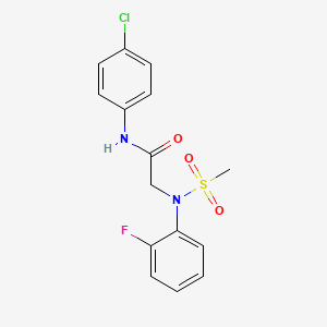 molecular formula C15H14ClFN2O3S B3453426 N~1~-(4-chlorophenyl)-N~2~-(2-fluorophenyl)-N~2~-(methylsulfonyl)glycinamide 