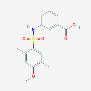 molecular formula C16H17NO5S B345343 3-{[(4-Methoxy-2,5-dimethylphenyl)sulfonyl]amino}benzoic acid CAS No. 708243-34-9