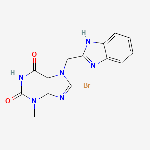 molecular formula C14H11BrN6O2 B3453447 7-(1H-benzimidazol-2-ylmethyl)-8-bromo-3-methyl-3,7-dihydro-1H-purine-2,6-dione 