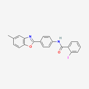 2-iodo-N-[4-(5-methyl-1,3-benzoxazol-2-yl)phenyl]benzamide