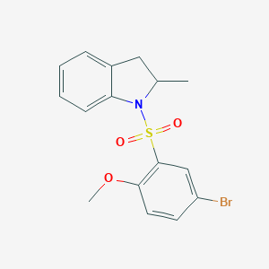 molecular formula C16H16BrNO3S B345350 4-Bromo-1-methoxy-2-[(2-methylindolinyl)sulfonyl]benzene CAS No. 706767-00-2