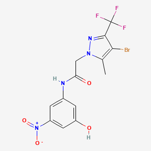 molecular formula C13H10BrF3N4O4 B3453567 2-[4-bromo-5-methyl-3-(trifluoromethyl)-1H-pyrazol-1-yl]-N-(3-hydroxy-5-nitrophenyl)acetamide 