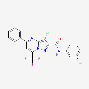 molecular formula C20H11Cl2F3N4O B3453628 3-chloro-N-(3-chlorophenyl)-5-phenyl-7-(trifluoromethyl)pyrazolo[1,5-a]pyrimidine-2-carboxamide 