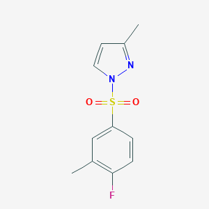 molecular formula C11H11FN2O2S B345363 1-(4-Fluoro-3-methylphenyl)sulfonyl-3-methylpyrazole CAS No. 957513-38-1