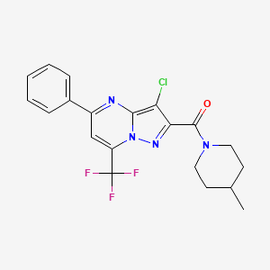 molecular formula C20H18ClF3N4O B3453643 3-chloro-2-[(4-methyl-1-piperidinyl)carbonyl]-5-phenyl-7-(trifluoromethyl)pyrazolo[1,5-a]pyrimidine 