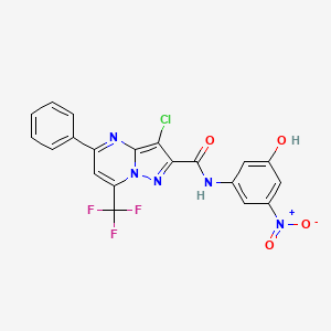 3-chloro-N-(3-hydroxy-5-nitrophenyl)-5-phenyl-7-(trifluoromethyl)pyrazolo[1,5-a]pyrimidine-2-carboxamide