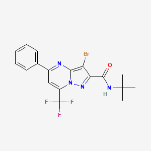 molecular formula C18H16BrF3N4O B3453675 3-bromo-N-tert-butyl-5-phenyl-7-(trifluoromethyl)pyrazolo[1,5-a]pyrimidine-2-carboxamide 