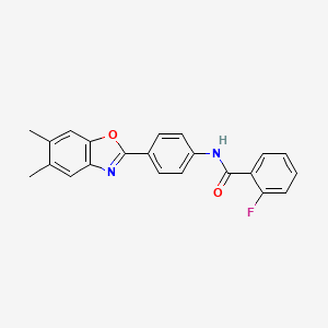 N-[4-(5,6-dimethyl-1,3-benzoxazol-2-yl)phenyl]-2-fluorobenzamide