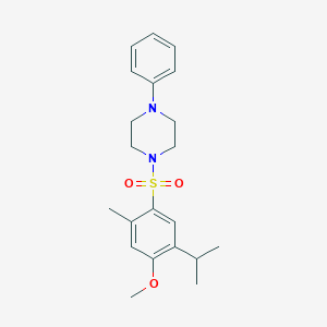 molecular formula C21H28N2O3S B345384 1-[(5-Isopropyl-4-methoxy-2-methylphenyl)sulfonyl]-4-phenylpiperazine CAS No. 838883-85-5