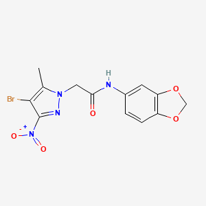 molecular formula C13H11BrN4O5 B3453843 N-1,3-benzodioxol-5-yl-2-(4-bromo-5-methyl-3-nitro-1H-pyrazol-1-yl)acetamide 