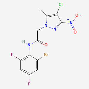 molecular formula C12H8BrClF2N4O3 B3453846 N-(2-bromo-4,6-difluorophenyl)-2-(4-chloro-5-methyl-3-nitro-1H-pyrazol-1-yl)acetamide 