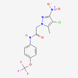 molecular formula C13H10ClF3N4O4 B3453847 2-(4-chloro-5-methyl-3-nitro-1H-pyrazol-1-yl)-N-[4-(trifluoromethoxy)phenyl]acetamide 