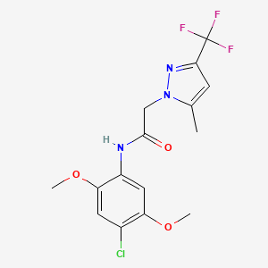 N-(4-chloro-2,5-dimethoxyphenyl)-2-[5-methyl-3-(trifluoromethyl)-1H-pyrazol-1-yl]acetamide