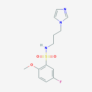 molecular formula C13H16FN3O3S B345386 5-Fluoro-N-(3-imidazol-1-yl-propyl)-2-methoxy-benzenesulfonamide CAS No. 838898-00-3