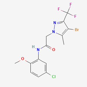 molecular formula C14H12BrClF3N3O2 B3453863 2-[4-bromo-5-methyl-3-(trifluoromethyl)-1H-pyrazol-1-yl]-N-(5-chloro-2-methoxyphenyl)acetamide 