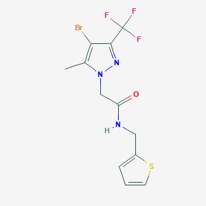 molecular formula C12H11BrF3N3OS B3453867 2-[4-bromo-5-methyl-3-(trifluoromethyl)-1H-pyrazol-1-yl]-N-(2-thienylmethyl)acetamide 