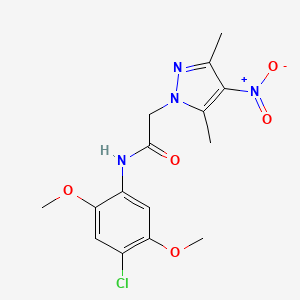 molecular formula C15H17ClN4O5 B3453871 N-(4-chloro-2,5-dimethoxyphenyl)-2-(3,5-dimethyl-4-nitro-1H-pyrazol-1-yl)acetamide 