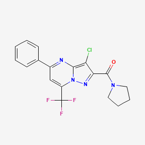 3-chloro-5-phenyl-2-(1-pyrrolidinylcarbonyl)-7-(trifluoromethyl)pyrazolo[1,5-a]pyrimidine