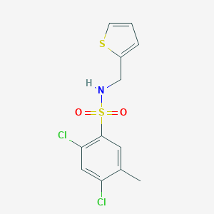 molecular formula C12H11Cl2NO2S2 B345390 2,4-dichloro-5-methyl-N-(thiophen-2-ylmethyl)benzenesulfonamide CAS No. 873675-34-4