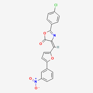 molecular formula C20H11ClN2O5 B3453926 2-(4-chlorophenyl)-4-{[5-(3-nitrophenyl)-2-furyl]methylene}-1,3-oxazol-5(4H)-one 