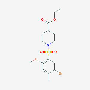 molecular formula C16H22BrNO5S B345396 Ethyl 1-[(5-bromo-2-methoxy-4-methylphenyl)sulfonyl]-4-piperidinecarboxylate CAS No. 873589-34-5