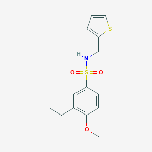 molecular formula C14H17NO3S2 B345399 3-ethyl-4-methoxy-N-(thiophen-2-ylmethyl)benzenesulfonamide CAS No. 873588-09-1