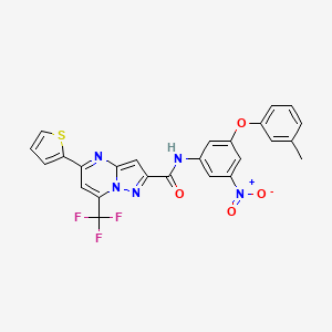 molecular formula C25H16F3N5O4S B3454057 N-[3-(3-Methylphenoxy)-5-nitrophenyl]-5-(thiophen-2-YL)-7-(trifluoromethyl)pyrazolo[1,5-A]pyrimidine-2-carboxamide 