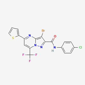 molecular formula C18H9BrClF3N4OS B3454084 3-bromo-N-(4-chlorophenyl)-5-(2-thienyl)-7-(trifluoromethyl)pyrazolo[1,5-a]pyrimidine-2-carboxamide 