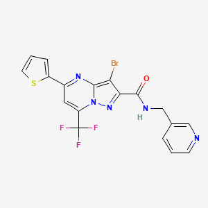 3-bromo-N-(pyridin-3-ylmethyl)-5-(thiophen-2-yl)-7-(trifluoromethyl)pyrazolo[1,5-a]pyrimidine-2-carboxamide