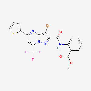 molecular formula C20H12BrF3N4O3S B3454098 methyl 2-({[3-bromo-5-(2-thienyl)-7-(trifluoromethyl)pyrazolo[1,5-a]pyrimidin-2-yl]carbonyl}amino)benzoate 