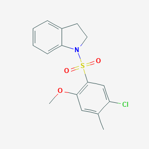 molecular formula C16H16ClNO3S B345411 5-Chloro-1-(indolinylsulfonyl)-2-methoxy-4-methylbenzene CAS No. 873580-47-3
