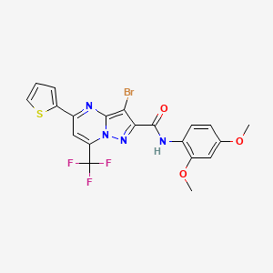 molecular formula C20H14BrF3N4O3S B3454110 3-bromo-N-(2,4-dimethoxyphenyl)-5-(2-thienyl)-7-(trifluoromethyl)pyrazolo[1,5-a]pyrimidine-2-carboxamide 