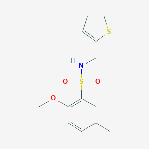 molecular formula C13H15NO3S2 B345412 2-Methoxy-5-methyl-N-thiophen-2-ylmethyl-benzenesulfonamide CAS No. 873580-53-1