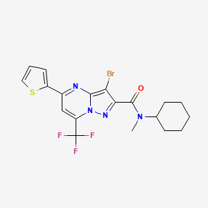 molecular formula C19H18BrF3N4OS B3454127 3-bromo-N-cyclohexyl-N-methyl-5-(2-thienyl)-7-(trifluoromethyl)pyrazolo[1,5-a]pyrimidine-2-carboxamide 